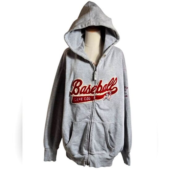 Cuffy's Gray Baseball Zip Hoodie with Red Embroidery - Picture 1 of 10